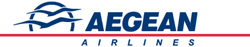 The logo of Aegean Airlines. Homeric Tours’ flight airline partners.