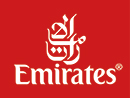 The logo of Emirates airlines. Homeric Tours’ flight airline partners.