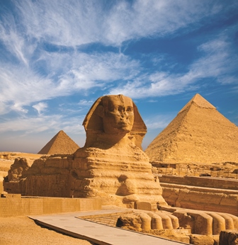 The Great Sphinx and two Pyramids at the back in Cairo, one of the destinations of Homeric Tours.