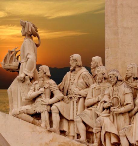 Dusk at the famous discovery monument in Portugal. Portugal holidays and vacations package.
