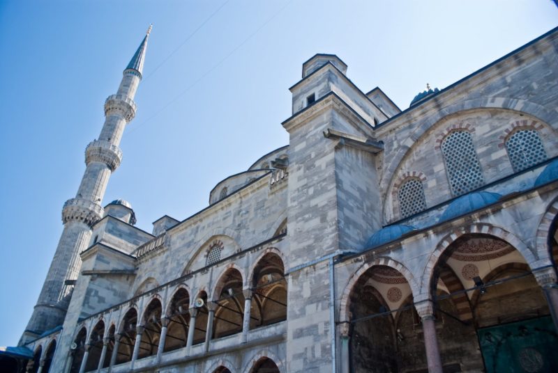 The facade of a mosque in Turkey. Homeric Tours holidays & vacations.