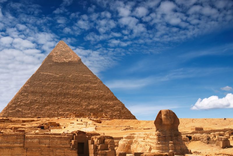 View of the Great Sphinx and a Pyramid in Cairo, Egypt, the destination of Egypt holidays package.