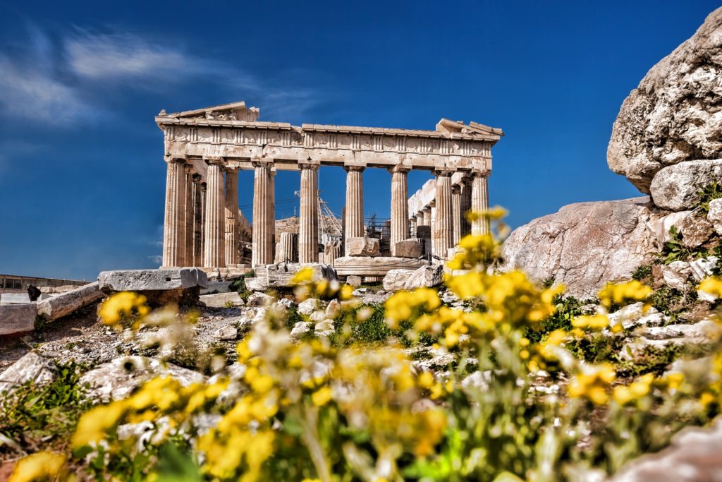 The facade of Parthenon in Athens, one the most important monuments of world heritage.