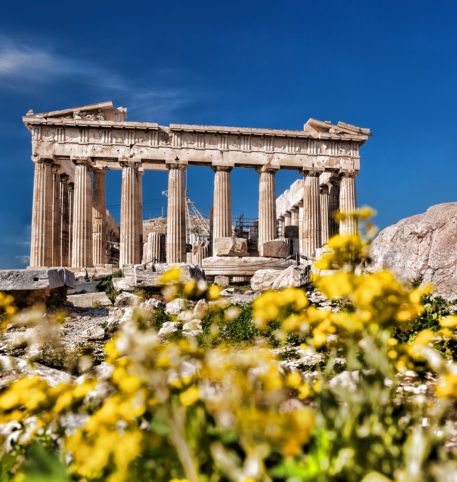 The facade of Parthenon in Athens, one the most important monuments of world heritage.